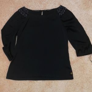 Maison Scotch Black beaded wide neck top